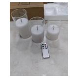 Eywamage Clear Glass Flameless Candles with Remote Timer, Flickering Battery LED Pillar Candles Set of 3