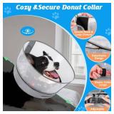 Didopet Inflatable Dog Cone with Anti-Licking Clear Shield, Protective Dog Donut Collar After Surgery, Adjustable Soft Recovery Cone for Pets, Alternative Collar with Buckle Strap (Grey Paw, XL)