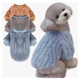FabriCastle Small Dog Sweaters, 2-Pack Dog Clothes for Small Dogs Male & Cats, Ultra Soft and Warm Pet Coats, Winter Pet Jackets, Doggy Apparel Costumes Outfits