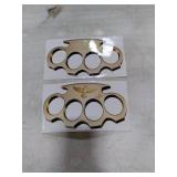 Decorative Metal Brass Knuckles Car Decal Set, 7 x 4 inches, Gold Metallic, NOT Real (Gold Style)