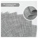 DVLOL Grey Placemats Set of 2 - Heat Resistant Non-Slip Place mats for Dining Table, Washable Durable PVC Vinyl Woven Table Mats (Grey, 2)