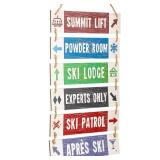 Youyole Large Hanging Wall Ski Sign for Christmas 32 x 14 Inch Skiing Theme Vintage Wooden Decoration Summit Lift Powder Room Ski Lodge Experts Only for Holiday Winter Wood Wall Decoration