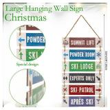 Youyole Large Hanging Wall Ski Sign for Christmas 32 x 14 Inch Skiing Theme Vintage Wooden Decoration Summit Lift Powder Room Ski Lodge Experts Only for Holiday Winter Wood Wall Decoration