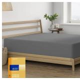 Thread Spread 100% Cotton Queen Fitted Sheet Only - 600 Thread Count Cotton Fitted Sheet Queen, Luxuriously Soft, Durable, Cooling 16 Deep Pocket Sateen Weave Bottom, Luxury Hotel Quality - Dark Grey