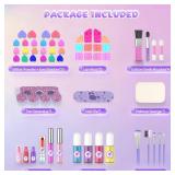 PERRYHOME Kids Makeup Sets for Girls 5-8, 59 Pcs Washable Real Cosmetic Set with Mirror, Non-Toxic Girls Makeup Kit, Toddler Nail Polish Kit, Princess Toys & Birthday Gifts for 3-12 Years Old(Purple)
