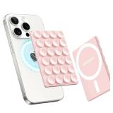 amBand Magnetic Suction Phone Mount for MagSafe Case, Silicone Octo Cup Buddy Sticky Grip Holder for iPhone, Removable Hands-Free Selfie/Video for TikTok Influencers, Women Gift, Light Pink