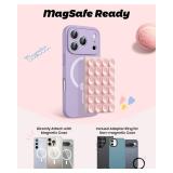 amBand Magnetic Suction Phone Mount for MagSafe Case, Silicone Octo Cup Buddy Sticky Grip Holder for iPhone, Removable Hands-Free Selfie/Video for TikTok Influencers, Women Gift, Light Pink