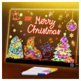 Hansanti LED Note Board with Colors, 13.7X10 Light Up Acrylic Dry Erase Board Led Drawing Board 7 Colors Message Board Night Light with 7 Markers for Birthday Party Christmas Gift