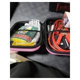 Car Roadside Emergency Kit with Battery Jumper Cables,Car Accessories for Men or Women,Automotive Safety Kit for Car,Vehicle, Truck or SUV,Gifts for Men or Him, Pink