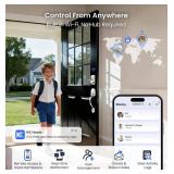 Veise VE012W-H WiFi Smart Front Door Lock Set, Built-in WiFi, App Remote & Voice Control, Fingerprint Keyless Entry Smart deadbolt with Handle, Backlit Keypad, Auto Lock, IP55 Waterproof, Satin Nickel