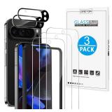OMOTON 3+2 Pack for Google Pixel 9 Pro XL Screen Protector 6.8 Inch, 3 Tempered Glass Film & 2 Camera Lens Protector, Bubble-free, HD Clear, Not for 9 Pro/ 9
