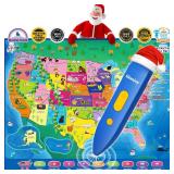 Qiaojoy V2 Interactive Kids Map Bilingual United States Map for Kids Learning, Educational Talking USA Map Poster Geography Games Personalized Kid Toys for Boys & Girls Ages 3-12.