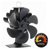 JossaColar Wood Stove Fan Heat Powered Fireplace Fan Non Electric, Thermal Fan for Wood Burning Stove//Log Burner, w/Stove Accessories Thermometer