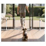 BFNN Free Standing Foldable Dog Gate, 16.5 High Step-Over Metal Short Pet Gate, Up to 72 Wide Puppy Fence for Stairs and Doorways, Indoor & Outdoor Use, No Drilling and No Assembly, White