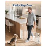 BFNN Free Standing Foldable Dog Gate, 16.5 High Step-Over Metal Short Pet Gate, Up to 72 Wide Puppy Fence for Stairs and Doorways, Indoor & Outdoor Use, No Drilling and No Assembly, White
