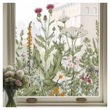 ADD.HERES Window Privacy Film,Colorful Floral Window Stickers,Removable DIY Bouquet Static Clings, Decals for Home School Office Party Supplies, Wildflower Reverie, 17.5 x 78.7 in