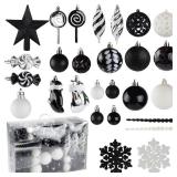 Shatterproof Christmas Ball Ornaments Set, 130 Pack Christmas Tree Decorations, Assorted Hanging Christmas Balls Bulk for Holiday Indoor Outdoor Xmas Party Decor (130 Black)