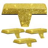 Glitter Stocking Holders for Mantle - Gold Metal Christmas Stocking Hangers, Weighted with Non-Slip Pad, Flat Holders for Mantle | TV Stand | Staircase