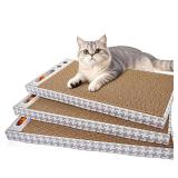 MARKARBARKA Cat Scratching Board 3 Pack Reversible Cardboard Scratcher for Indoor Cats, Wide Boxed Scratch Pads with Bell Ball, Durable Corrugated scratchers as Furniture Protector