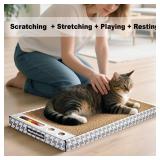 MARKARBARKA Cat Scratching Board 3 Pack Reversible Cardboard Scratcher for Indoor Cats, Wide Boxed Scratch Pads with Bell Ball, Durable Corrugated scratchers as Furniture Protector
