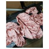 BEDELITE Satin Sheets Queen Size, Luxury Jacquard Striped Rose Pink Bedsheets with Elastic Corner Straps, Similar to Silk Sheets Set 4 PC with 1 Deep Pocket Fitted Sheet, 1 Flat Sheet, & 2 Pillowcases