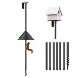 Flanagan 92 Inch Bird House Pole Mount Kit, Adjustable Heavy Duty Feeder Pole for Outdoors, Feeding Station With Squirrel Proof Baffle for Watching (House Not Included)