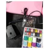 Sewing Machine for Beginners with Expansion Table and Foot Pedal and 42Pcs Sewing kit Finger Guard & Light Mini Small Portable Sewing Machines 2-Thread 2-Speed 2-Switches for Kids Ages 8-12 Peach Pink