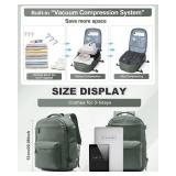 VGCUB Vacuum Backpack Travel with Electric Pump Vacpack System Storage Compression Laptop Work Business Waterproof College Weekender Bags Casual Daypack Backpacks for Women Men Green