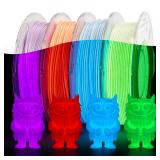 AMOLEN Silk Glow in The Dark Filament Multicolor, Glow Filament Silk Green, Blue, Purple, Orange Red 1.75mm PLA Filament, Dimensional Accuracy +/- 0.02 mm, 200g X 4 Pack