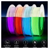 AMOLEN Silk Glow in The Dark Filament Multicolor, Glow Filament Silk Green, Blue, Purple, Orange Red 1.75mm PLA Filament, Dimensional Accuracy +/- 0.02 mm, 200g X 4 Pack