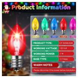 ElectricWise 25 Pack Twinkle Christmas Replacement Bulbs, 7W Random Blinking Light Bulbs for Christmas String Light, Nightlights(Colorful,C9,E17 Intermediate Base)