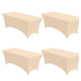 Niuara 4-Pack Champagne Spandex Tablecloths â 72\"x30\"x30\" Stretch Fitted Table Covers for 6ft Rectangle Folding Tables, Wrinkle-Resistant Tablecloth for Wedding, Banquet & Outdoor Events