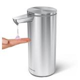 simplehuman 14 oz. Touch-Free Rechargeable Sensor Liquid Soap Pump Dispenser, Brushed Stainless Steel