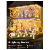 2-Pack 400LED 144FT Total Solar Outdoor Lights IP65 Waterproof Solar Powered Lights with 8 Lighting Modes for Party Garden Yard Home Holiday Tree Decoration Lighting, Warm White