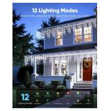 Brightown Icicle Christmas Lights Outdoor, 33FT 1020 LED Cluster Icicle Lights with 51 Drops,12 Mode, Connectable Firecracker Light with Timer, Waterproof Christmas Light Outdoor for House, White