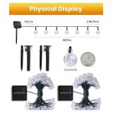 Solar String Lights Outdoor Waterproof, 2 Pack 60 LED 36.5 FT Each, Solar Powered Patio Lights with 8 Lighting Modes for Garden Yard Porch Wedding Party Decor (Warm White)