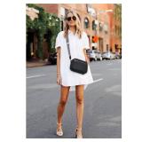 BOSTANTEN Quilted Crossbody Bags for Women Vegan Leather Purses Small Shoulder Handbags with Wide Strap Black