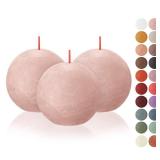 BOLSIUS 3 Pack Misty Pink Rustic Ball Pillar Candles - 3 Inch - Premium European Quality - Includes Natural Plant-Based Wax - Unscented Dripless Smokeless 25 Hour Party DÃ©cor and Wedding Candles