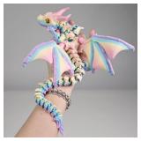 WUQIREN 3D Printed Dragon with Wings, 3D Printed Animals Toys, Fidget Dragon Toys, Flexible Articulated Winged Crystal Dragon Model, Desktop Pet Decor, Dragon Gift for Kids & Adult (Random-Rainbow)