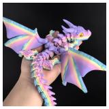 WUQIREN 3D Printed Dragon with Wings, 3D Printed Animals Toys, Fidget Dragon Toys, Flexible Articulated Winged Crystal Dragon Model, Desktop Pet Decor, Dragon Gift for Kids & Adult (Random-Rainbow)