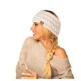 Hatromm Winter Headbands for Women Wool 2 Pack, Ear Warmers for Women Headband Knit Thick Fleece Lined, Cold Weather Warm Ear Muffs(Black+Beige)