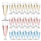 GuanQiao Plastic Champagne Flutes 40 Pack, 5.5 Oz Clear Disposable Plastic Champagne Glasses, Wine Glasses Cups for Wedding Celebration Birthday Party Wine Tasting New Years Eve Party Supplies