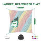 TOPNEW Double Layers Climbing Cargo Net - 9.9FT x 9.9FT Heavy Duty Playground Safety Net for Kids Backyard, Tree Fort & Jungle Gyms | Treehouse Accessories with Storage Bag & Carabiners (Coloured)