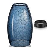 Teenyyou 2 Set Oval Glass Lamp Shade 7.5\" High x 4.7\" Diameter Glass Pendant Lampshade Compatible with E26 Light Fixtures Lampshade Replacement for Kitchen Island Ceiling Pendant (Dark Blue Seeds)