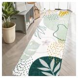 Lahome Green Hallway Runner Rug - 2x6 Washable Kitchen Runner Rug Boho Non-Slip Low-Plie Laundry Room Rug Soft Bathroom Rug Botanical Print Throw Carpet for Entrance Bedroom Living Room