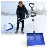Snow Shovel for Driveway, 48 Inch Winter Snow Removal with Plastic Double Handle, Ergonomic Lightweight Snow Shovel for Home Sidewalk Garden Car Garage Outdoor