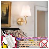 Nekhung Battery Operated Wall Sconces Set of Two, Wireless Battery Wall Light with 10000mAh RGB Dimmable Magnetic Bulb and Remote, Rechargeable Sconce Wall Decor for Bedroom Living Room Hallway