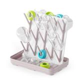 SpaceAid Baby Bottle Drying Rack with 20 Hooks, Space Saving Kitchen Bottles Rack Dryer, Vertical Baby Bottle Holder Organizer for Countertop Storage Accessories (White and Taupe)