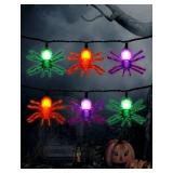 Sparkling Halloween String Lights, 12ft 20 LED Glitter Spiders, UL Certified Plug in Indoor Halloween Decor for Home, Mantle, Window & Party