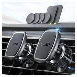 LISEN 2 Pack Magnetic Phone Holder for Your Car Magnet for Phone Car Mount Vent 6 Military Magnets Vent Cell Phone Holder Mount for Car Plate Fit All iPhone 17/16/15/14/13 Pro Max Plus Samsung S25